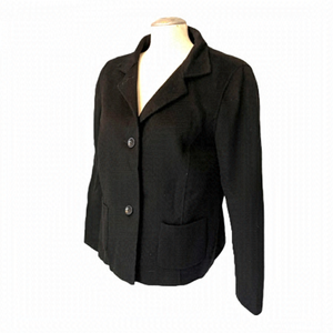 Talbots Double Knit Soft Wool Unstructured Black Jacket Blazer